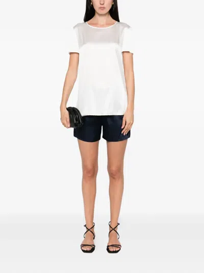 Max Mara Short-sleeve Satin Top In White