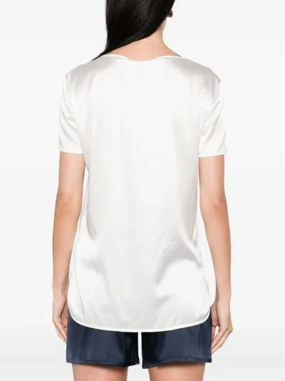 Max Mara Short-sleeve Satin Top In White