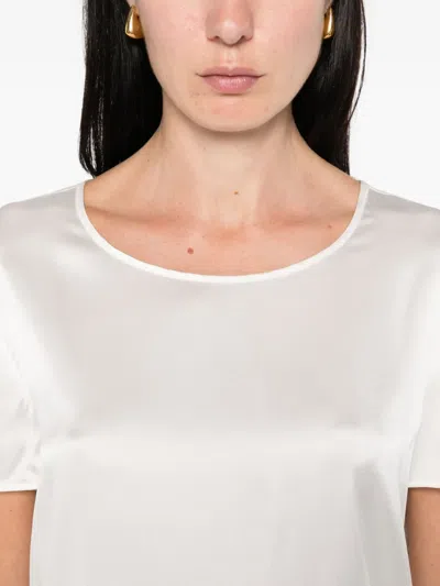 Max Mara Short-sleeve Satin Top In White