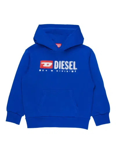 Diesel Sdropshood Over Logo-print Hoodie In Blue
