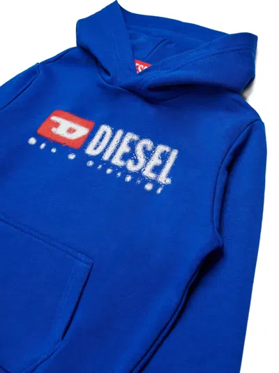 Diesel Sdropshood Over Logo-print Hoodie In Blue