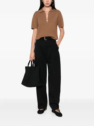 Max Mara Lapel Short-sleeved Polo Shirt In Brown