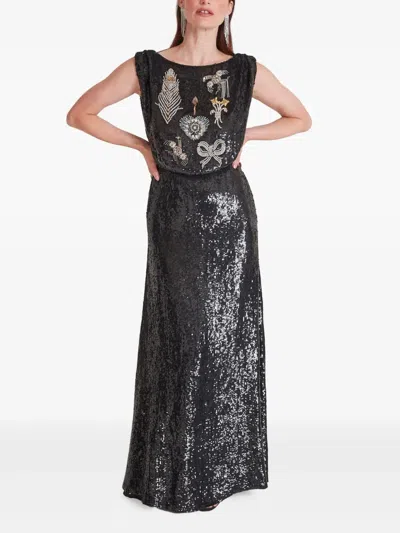 Temperley London Adalina Sequin-embellished Maxi Dress In Black