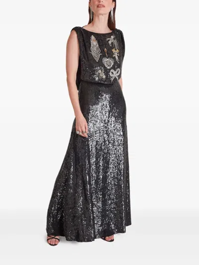 Temperley London Adalina Sequin-embellished Maxi Dress In Black