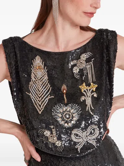 Temperley London Adalina Sequin-embellished Maxi Dress In Black