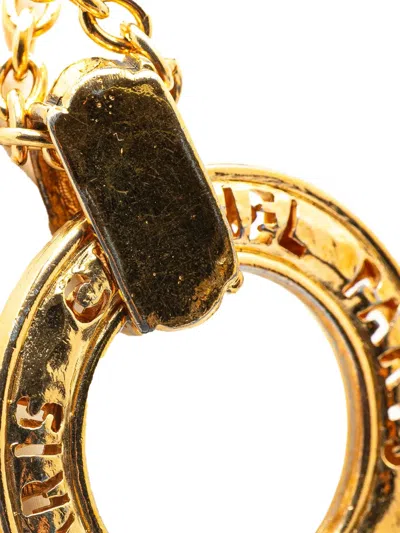 Pre-owned Chanel 1970-1980 Gold Plated Circle Logo Pendant Necklace Costume Necklace