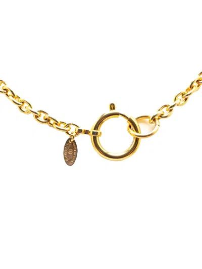 Pre-owned Chanel 1970-1980 Gold Plated Circle Logo Pendant Necklace Costume Necklace