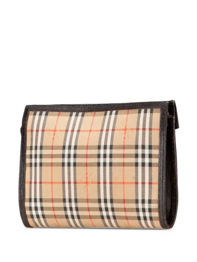 Pre-owned Burberry 20th Century Haymarket Check Canvas Clutch Bag