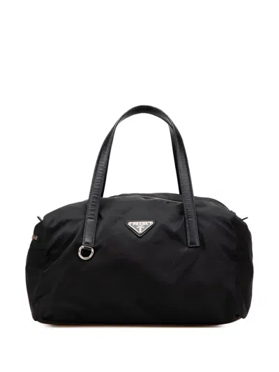 Pre-owned Prada 2013-2025 Saffiano Trimmed Tessuto Handbag