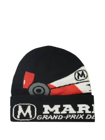 Market Intarsia-logo Beanie In Black