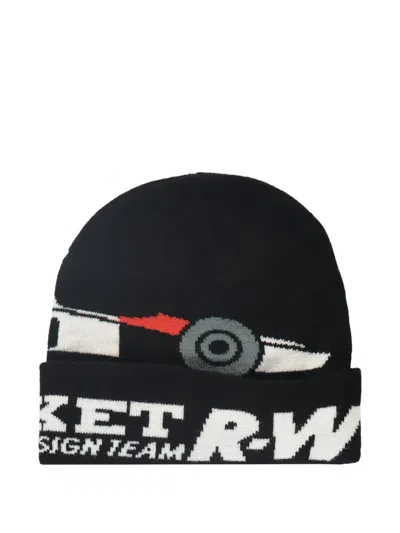 Market Intarsia-logo Beanie In Black