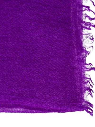 Gaynor-bongard Fringed Wool Scarf In Purple