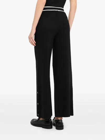 Liu •jo Liu Jo Wide-leg Trousers With Decorative Hem Buttons In Black