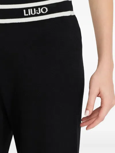 Liu •jo Liu Jo Wide-leg Trousers With Decorative Hem Buttons In Black