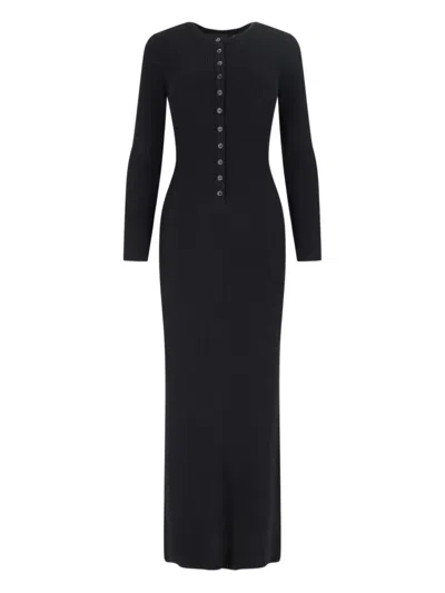 Nili Lotan Roxy Ribbed Button-front Maxi Dress In Black