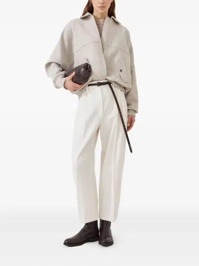 Brunello Cucinelli Zip-front Bomber Jacket In Nude