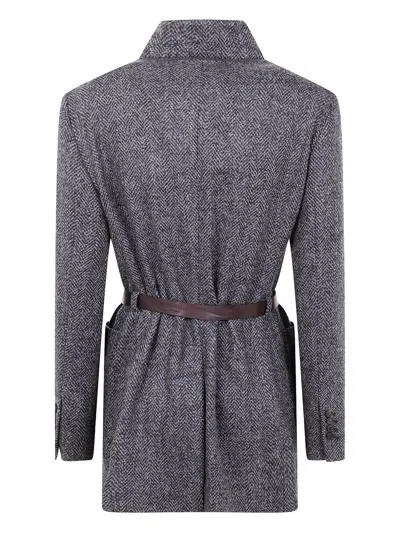 Brunello Cucinelli Herringbone Belted Blazer