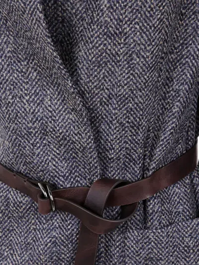 Brunello Cucinelli Herringbone Belted Blazer