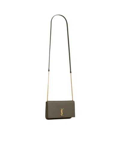 Saint Laurent Cassandre Phone Holder In Smooth Leather