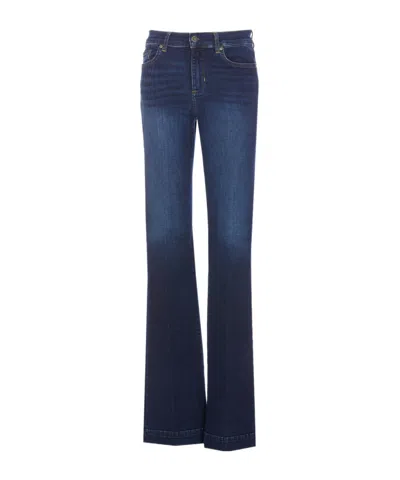 Liu •jo Flare High Waist Trousers With Rivet Accents In Blue
