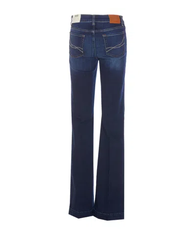 Liu •jo Flare High Waist Trousers With Rivet Accents In Blue