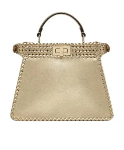 Fendi Champagne-coloured Interlaced Leather Bag