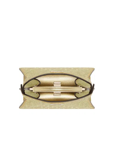 Fendi Champagne-coloured Suede Bag With Ff In Crystals And Studs