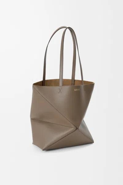 Loewe Womens Taupe Puzzle Fold Medium Leather Tote Bag