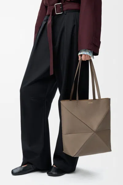Loewe Womens Taupe Puzzle Fold Medium Leather Tote Bag