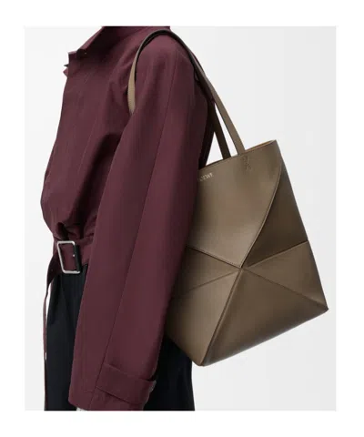 Loewe Womens Taupe Puzzle Fold Medium Leather Tote Bag