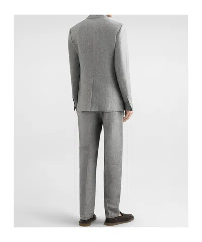 Dolce & Gabbana Sicilia Light Double-breasted Jacket In Linen Canvas In Gray