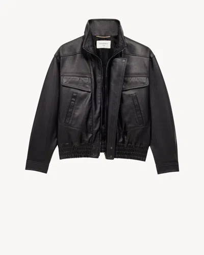 Saint Laurent Bomber Jacket In Plunged Lambskin