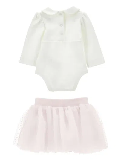 Monnalisa Long-sleeve Bodysuit And Tulle Skirt Set In Pink