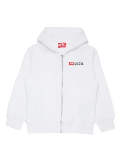 Diesel Sdropshoodz Over Zip-fastening Hoodie In White