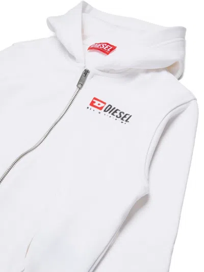 Diesel Sdropshoodz Over Zip-fastening Hoodie In White