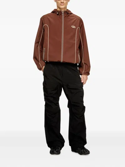 Diesel Piped Hooded Jacket In Brown