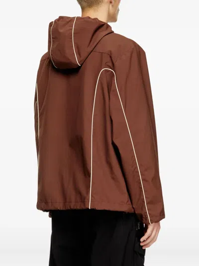 Diesel Piped Hooded Jacket In Brown