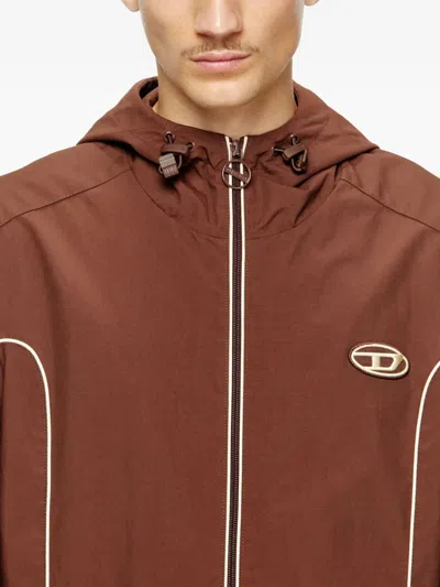 Diesel Piped Hooded Jacket In Brown