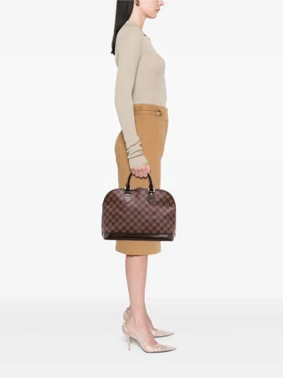 Pre-owned Louis Vuitton 2004 Damier Ebene Alma Pm Handbag In Brown