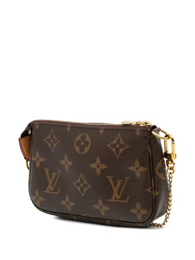 Pre-owned Louis Vuitton 2019 Monogram Mini Pochette Accessoires Handbag In Brown