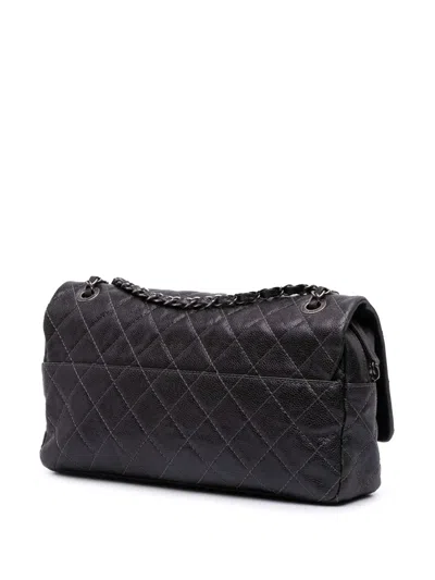 Pre-owned Chanel 2013-2014 Jumbo Quilted Iridescent Caviar Easy Flap Shoulder Bag In Gray