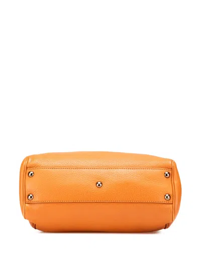 Pre-owned Gucci 2000-2015 Small Calfskin Bamboo Shopper Satchel In Orange