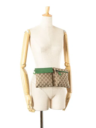 Pre-owned Gucci 2000-2015 Gg Canvas Web Double Pocket Belt Bag