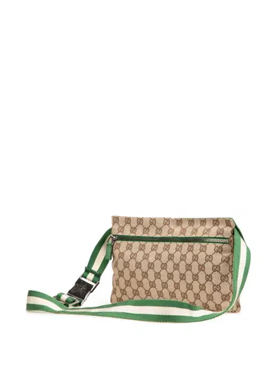 Pre-owned Gucci 2000-2015 Gg Canvas Web Double Pocket Belt Bag