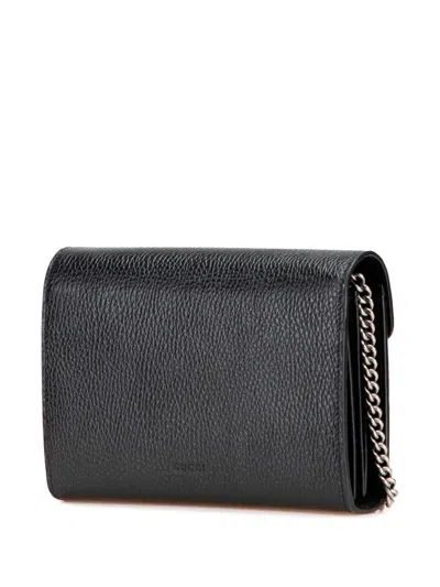 Pre-owned Gucci 2016-2025 Leather Dionysus Wallet On Chain Crossbody Bag In Black