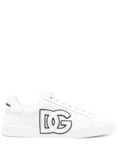 Dolce & Gabbana Canvas Sneakers With Round Toe And Rubber Sole In White
