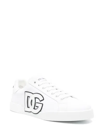 Dolce & Gabbana Canvas Sneakers With Round Toe And Rubber Sole In White