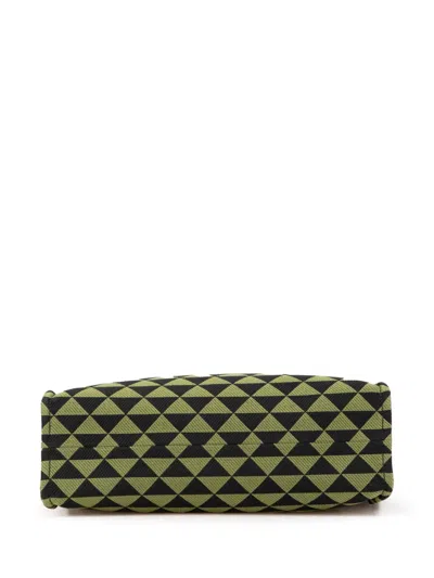 Pre-owned Prada 2013-2025 Jacquard Triangolo Symbole Shopping Tote Bag In Green
