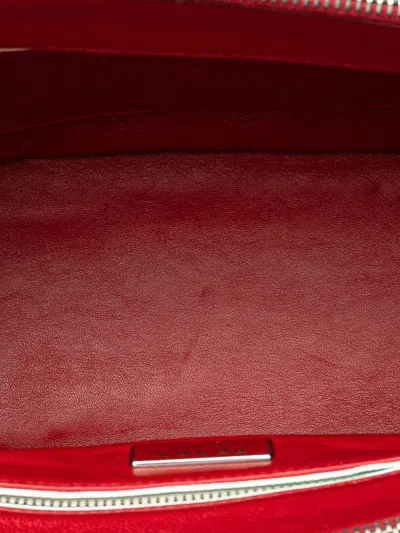 Pre-owned Prada 2000-2025 Small Bicolor Saffiano Galleria Double Zip Satchel In Red