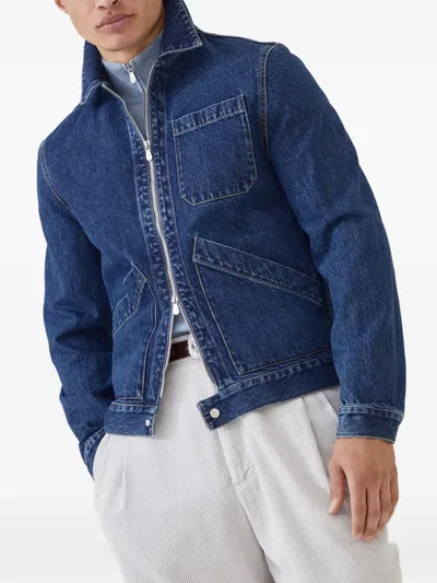 Brunello Cucinelli Zip-fastening Patch-pocket Denim Jacket In Blue